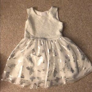 Sleeveless Metallic Top Foil Butterfly Print Dress